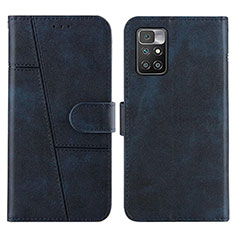 Leather Case Stands Flip Cover Holder Y01X for Xiaomi Redmi 10 (2022) Blue