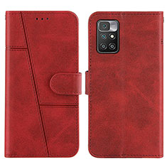 Leather Case Stands Flip Cover Holder Y01X for Xiaomi Redmi 10 (2022) Red