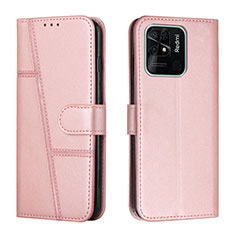 Leather Case Stands Flip Cover Holder Y01X for Xiaomi Redmi 10C 4G Rose Gold