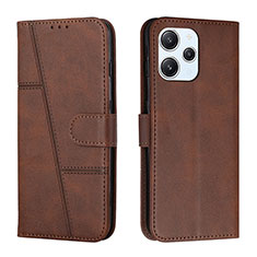 Leather Case Stands Flip Cover Holder Y01X for Xiaomi Redmi 12 4G Brown