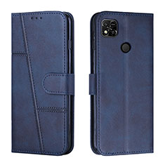 Leather Case Stands Flip Cover Holder Y01X for Xiaomi Redmi 9 Activ Blue