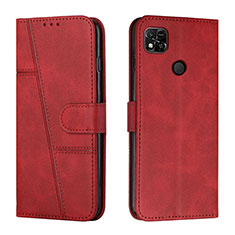 Leather Case Stands Flip Cover Holder Y01X for Xiaomi Redmi 9 India Red