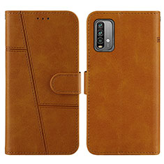 Leather Case Stands Flip Cover Holder Y01X for Xiaomi Redmi 9 Power Light Brown