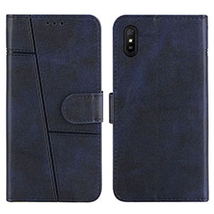 Leather Case Stands Flip Cover Holder Y01X for Xiaomi Redmi 9A Blue