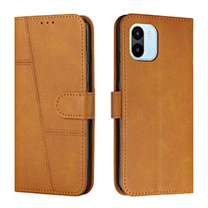 Leather Case Stands Flip Cover Holder Y01X for Xiaomi Redmi A1 Light Brown