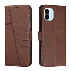 Leather Case Stands Flip Cover Holder Y01X for Xiaomi Redmi A2 Plus Brown