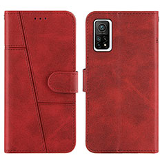 Leather Case Stands Flip Cover Holder Y01X for Xiaomi Redmi K30S 5G Red