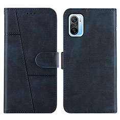 Leather Case Stands Flip Cover Holder Y01X for Xiaomi Redmi K40 5G Blue