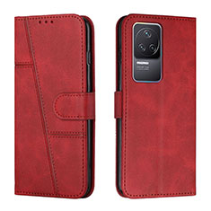 Leather Case Stands Flip Cover Holder Y01X for Xiaomi Redmi K50 5G Red