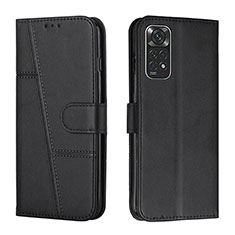 Leather Case Stands Flip Cover Holder Y01X for Xiaomi Redmi Note 11 4G (2022) Black