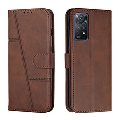Leather Case Stands Flip Cover Holder Y01X for Xiaomi Redmi Note 11 Pro 5G Brown