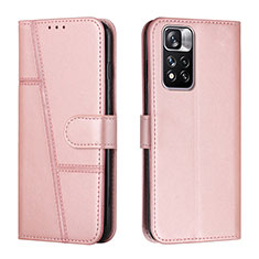 Leather Case Stands Flip Cover Holder Y01X for Xiaomi Redmi Note 11 Pro+ Plus 5G Rose Gold