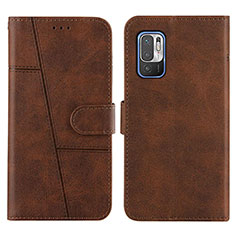 Leather Case Stands Flip Cover Holder Y01X for Xiaomi Redmi Note 11 SE 5G Brown