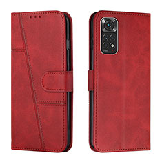 Leather Case Stands Flip Cover Holder Y01X for Xiaomi Redmi Note 11S 4G Red