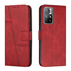 Leather Case Stands Flip Cover Holder Y01X for Xiaomi Redmi Note 11T 5G Red