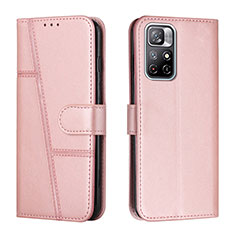 Leather Case Stands Flip Cover Holder Y01X for Xiaomi Redmi Note 11T 5G Rose Gold