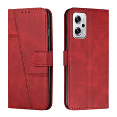 Leather Case Stands Flip Cover Holder Y01X for Xiaomi Redmi Note 11T Pro+ Plus 5G Red