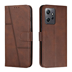 Leather Case Stands Flip Cover Holder Y01X for Xiaomi Redmi Note 12 4G Brown