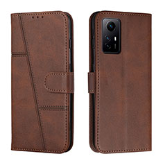 Leather Case Stands Flip Cover Holder Y01X for Xiaomi Redmi Note 12S Brown