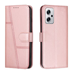 Leather Case Stands Flip Cover Holder Y01X for Xiaomi Redmi Note 12T Pro 5G Rose Gold