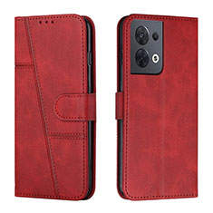 Leather Case Stands Flip Cover Holder Y01X for Xiaomi Redmi Note 13 5G Red