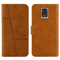 Leather Case Stands Flip Cover Holder Y01X for Xiaomi Redmi Note 9 Pro Max Light Brown