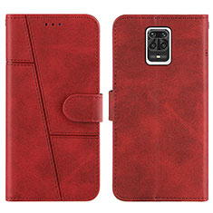 Leather Case Stands Flip Cover Holder Y01X for Xiaomi Redmi Note 9S Red