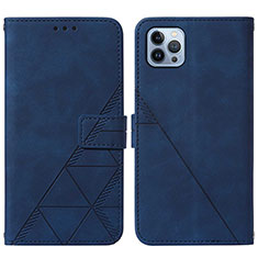 Leather Case Stands Flip Cover Holder Y02B for Apple iPhone 16 Pro Blue