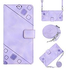 Leather Case Stands Flip Cover Holder Y02B for Huawei Honor X6 5G Purple