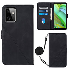 Leather Case Stands Flip Cover Holder Y02B for Motorola Moto G Power 5G (2023) Black