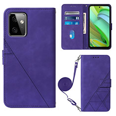 Leather Case Stands Flip Cover Holder Y02B for Motorola Moto G Power 5G (2023) Purple