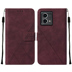 Leather Case Stands Flip Cover Holder Y02B for Motorola Moto G Stylus (2023) 4G Red Wine