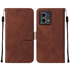 Leather Case Stands Flip Cover Holder Y02B for Motorola Moto G Stylus (2023) 5G Brown