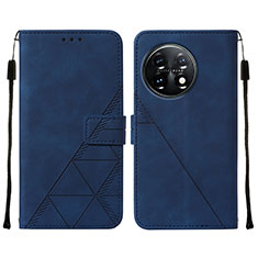 Leather Case Stands Flip Cover Holder Y02B for OnePlus 11 5G Blue