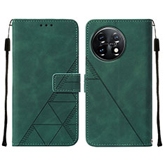 Leather Case Stands Flip Cover Holder Y02B for OnePlus 11 5G Green