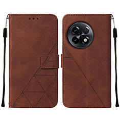 Leather Case Stands Flip Cover Holder Y02B for OnePlus Ace 2 5G Brown