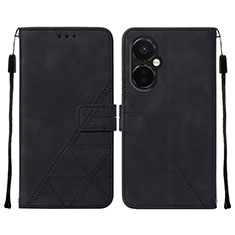 Leather Case Stands Flip Cover Holder Y02B for OnePlus Nord CE 3 Lite 5G Black