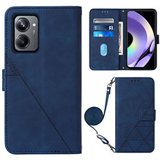 Leather Case Stands Flip Cover Holder Y02B for Realme 10 Pro 5G Blue