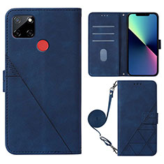 Leather Case Stands Flip Cover Holder Y02B for Realme 7i RMX2193 Blue