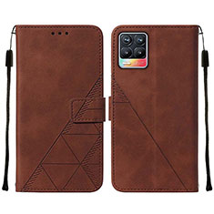 Leather Case Stands Flip Cover Holder Y02B for Realme 8 4G Brown