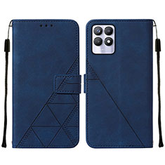 Leather Case Stands Flip Cover Holder Y02B for Realme 8i Blue