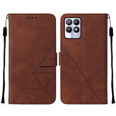 Leather Case Stands Flip Cover Holder Y02B for Realme 8i Brown