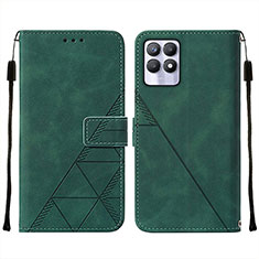 Leather Case Stands Flip Cover Holder Y02B for Realme 8i Green