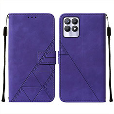 Leather Case Stands Flip Cover Holder Y02B for Realme 8i Purple