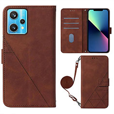 Leather Case Stands Flip Cover Holder Y02B for Realme 9 Pro 5G Brown