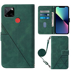 Leather Case Stands Flip Cover Holder Y02B for Realme C12 Green