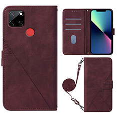 Leather Case Stands Flip Cover Holder Y02B for Realme C12 Red