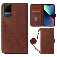 Leather Case Stands Flip Cover Holder Y02B for Realme C20 Brown