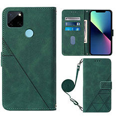 Leather Case Stands Flip Cover Holder Y02B for Realme C25Y India Green