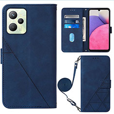 Leather Case Stands Flip Cover Holder Y02B for Realme C35 Blue